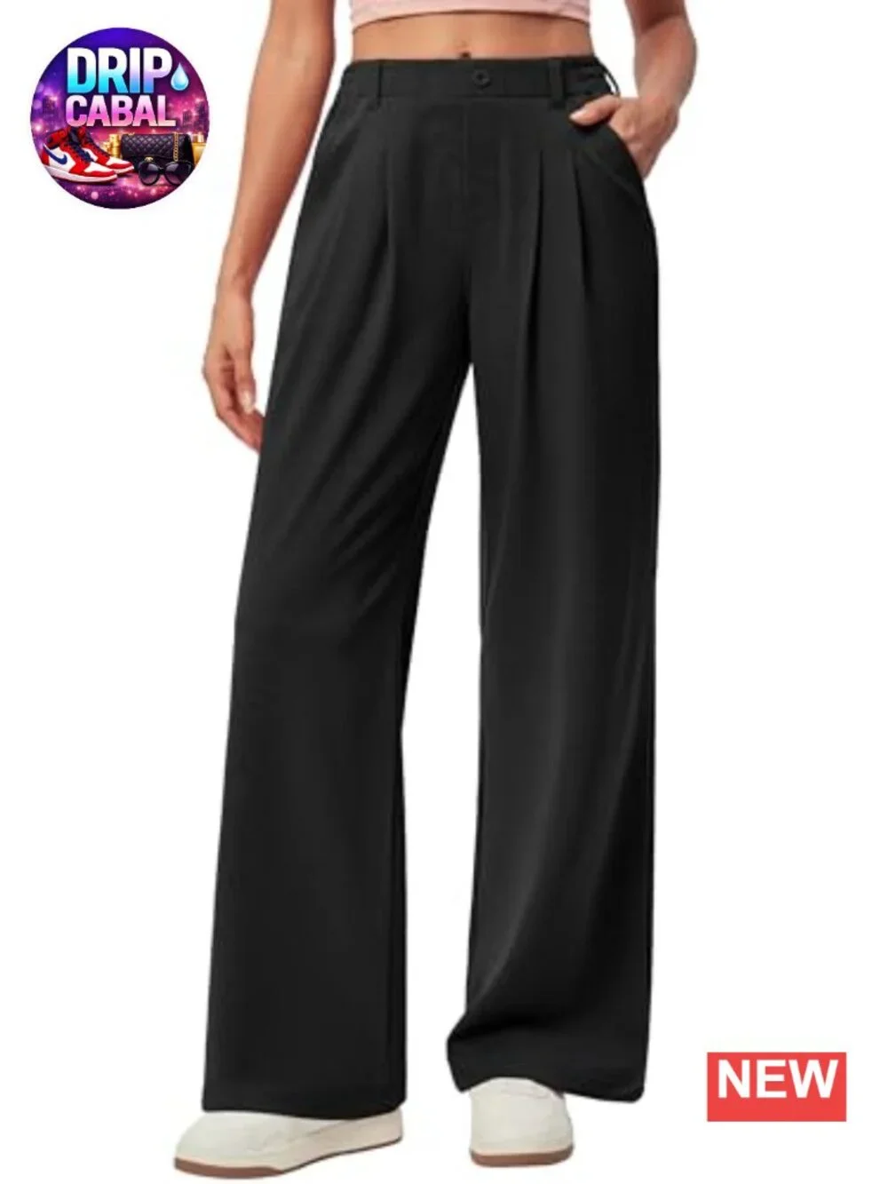 Wide Leg Dress Pants Women Pull On High Waisted Business Casual Trousers Slacks